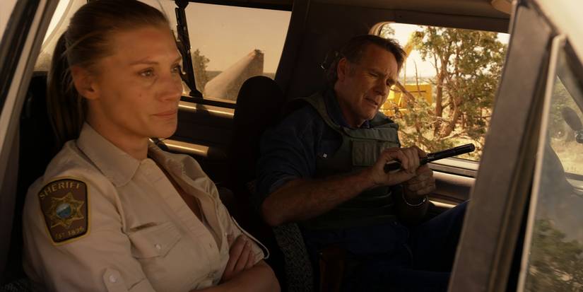Vic Moretti (Katee Sackhoff) and Walt Longmire (Robert Taylor) prepare for battle in the 'Longmire' series finale "Goodbye Is Always Implied."
