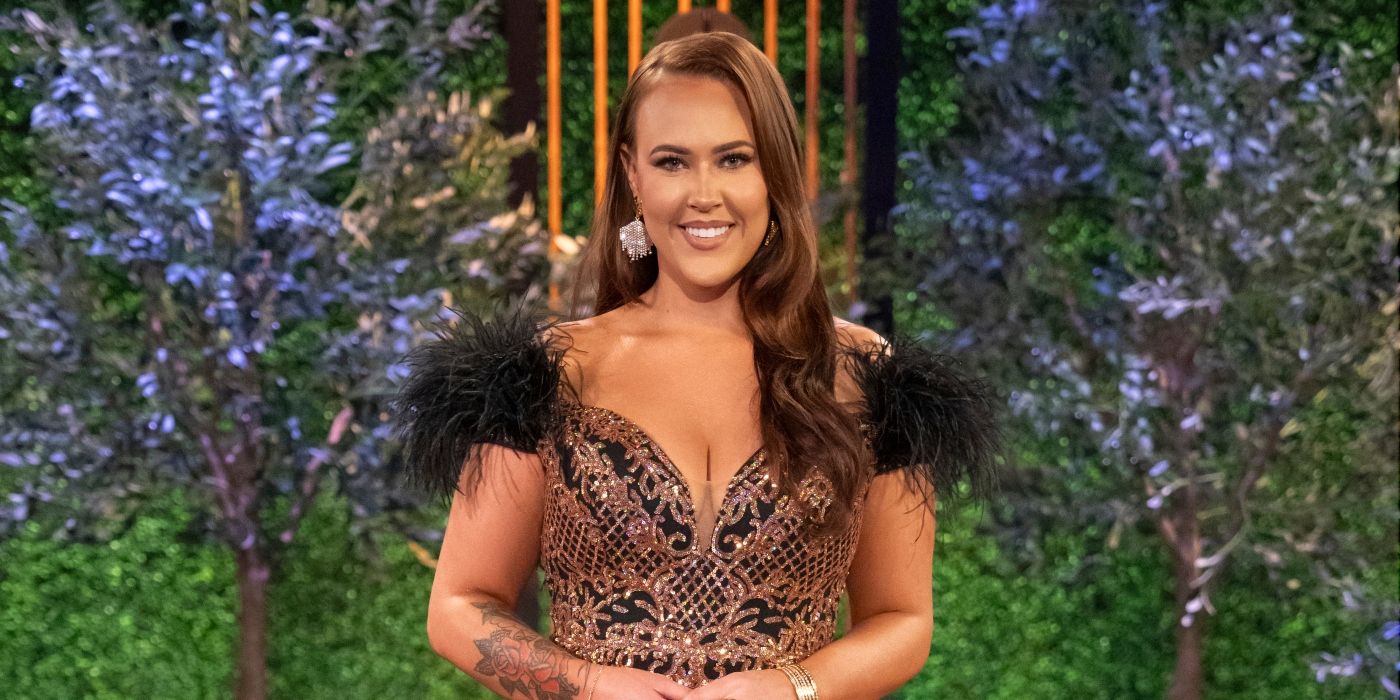 Chelsea Blackwell wears a black and shiny gown on 'Love Is Blind' Reunion