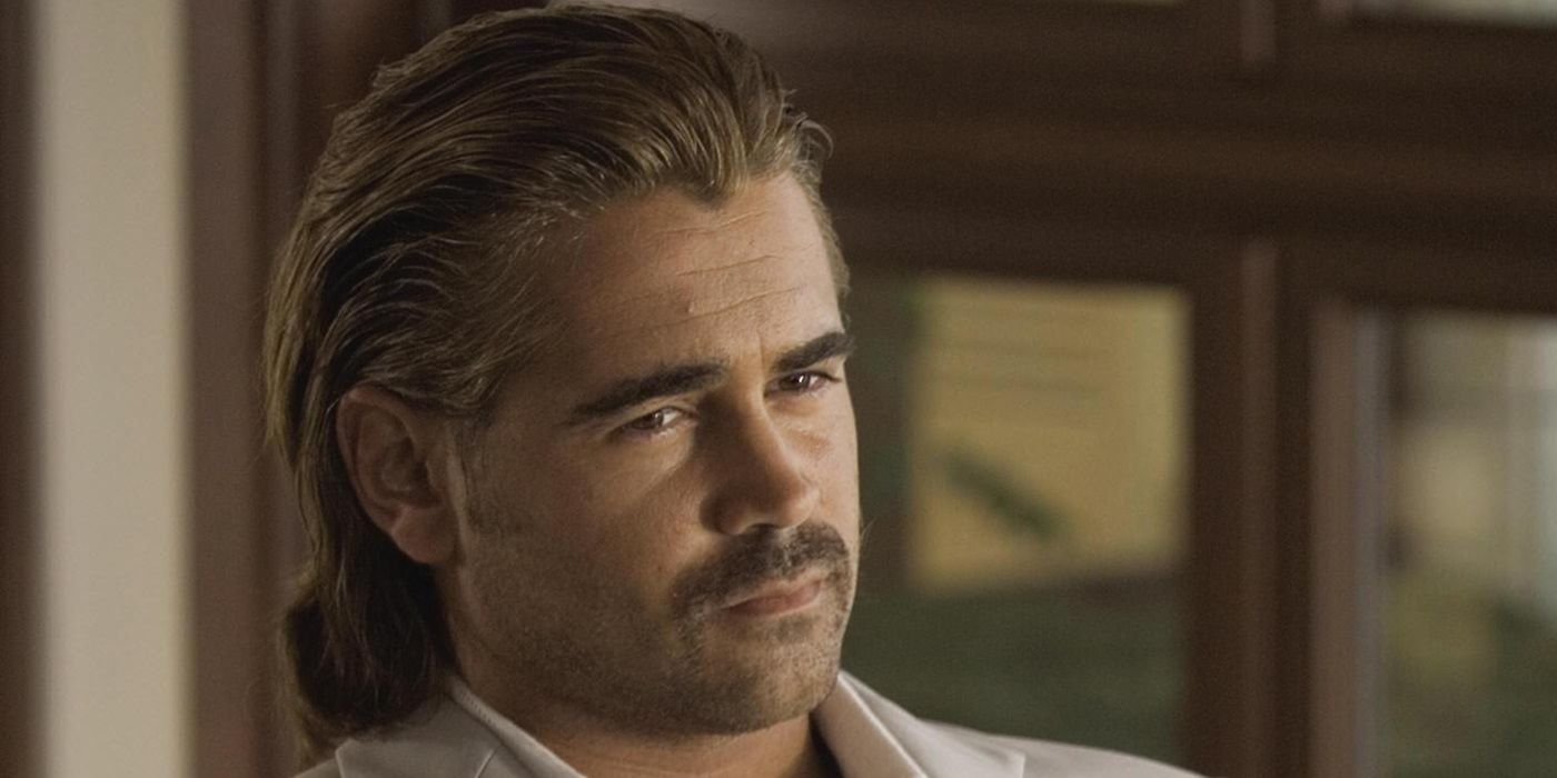 Colin Farrell as Sonny Crockett looking at a person offscreen in 2006's Miami Vice