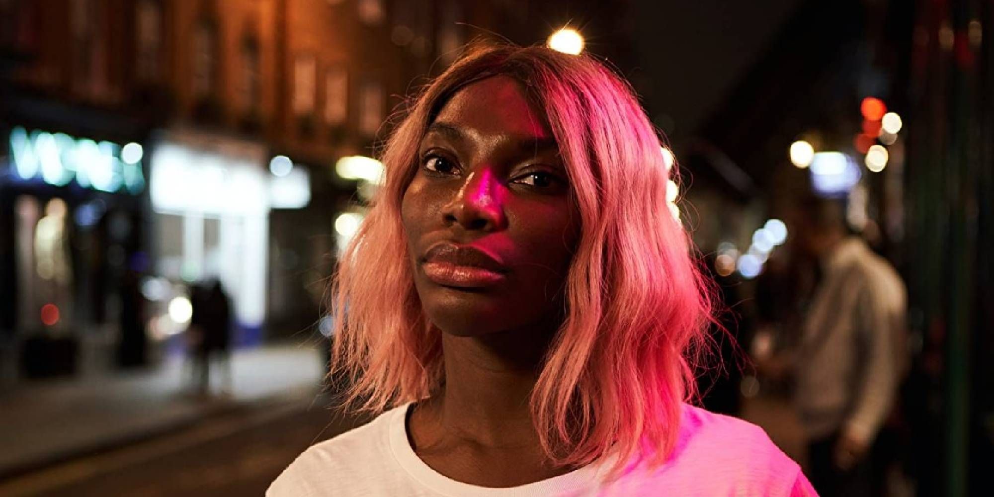 A close-up shot of Michaela Coel in 