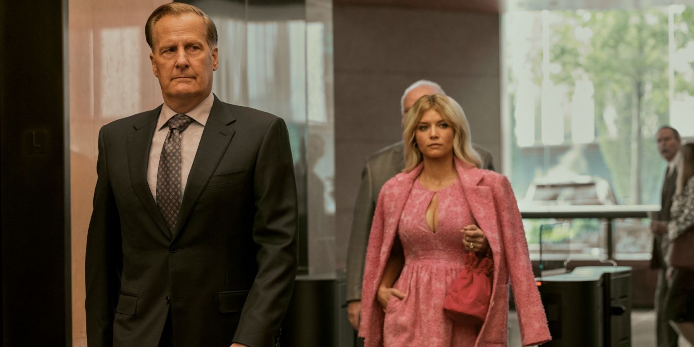 Jeff Daniels and Sarah Jones walk into a room in 'A Man in Full'