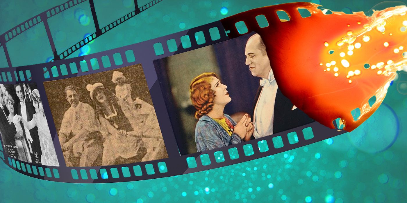 A custom image of a film reel, one panel of which features Cupid Angling