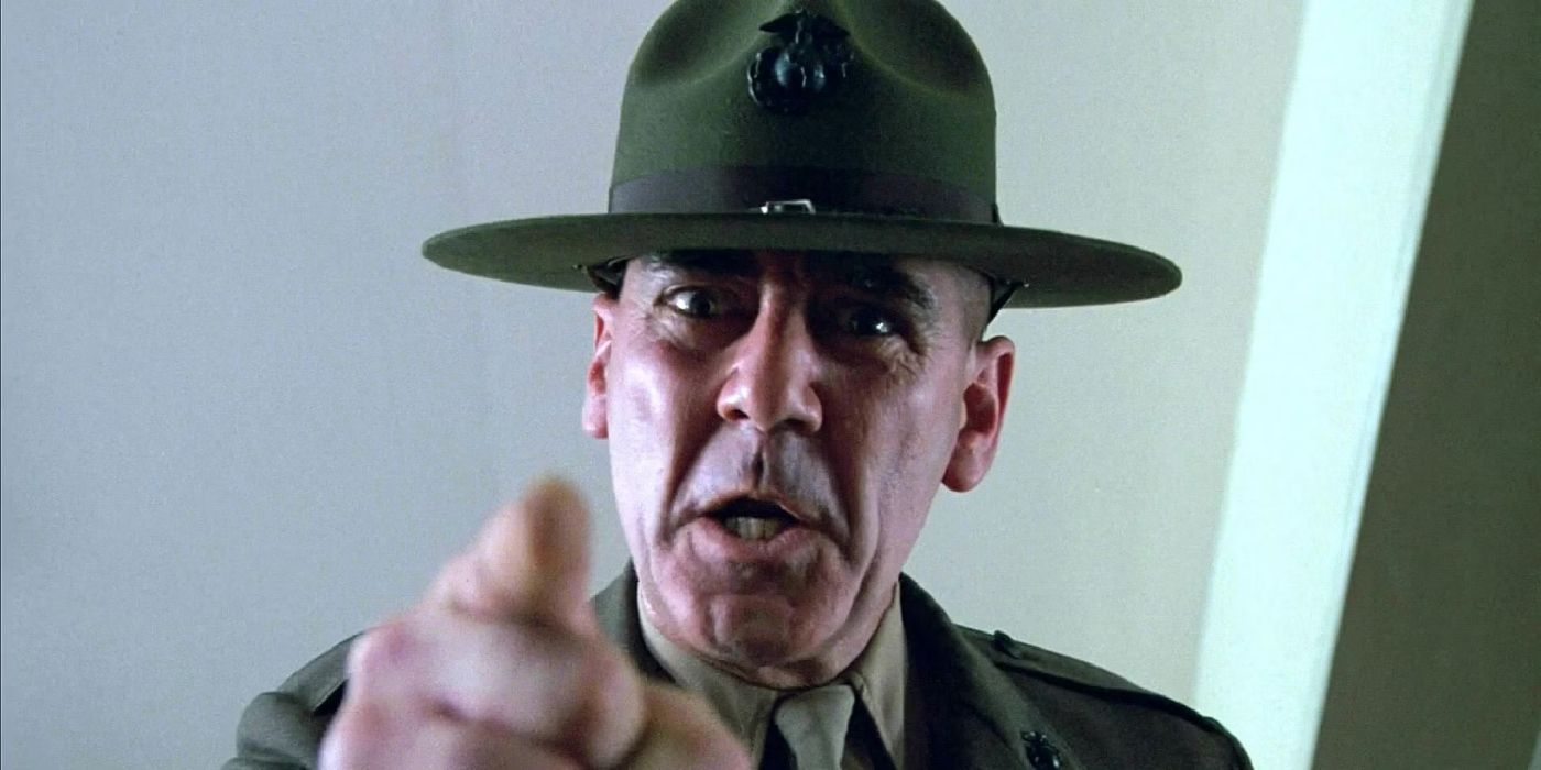 Sergeant Hartman screaming and pointing to the camera in 'Full Metal Jacket'