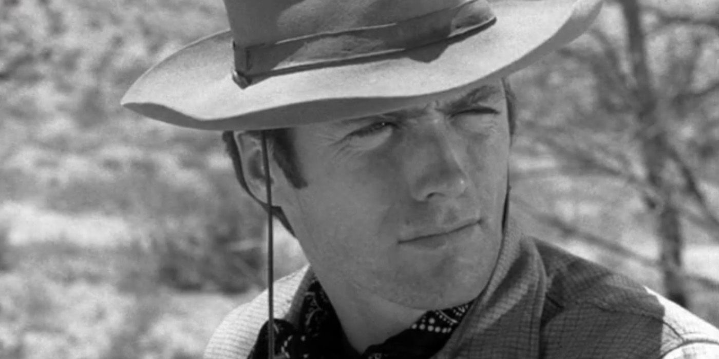 Clint Eastwood as Rowdy Yates looks on in the 'Rawhide' series finale "Crossing At White Feather."