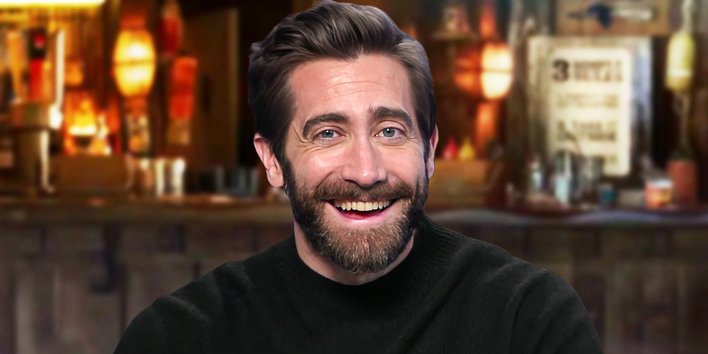 Custom image of Jake Gyllenhaal laughing during an interview for Road House