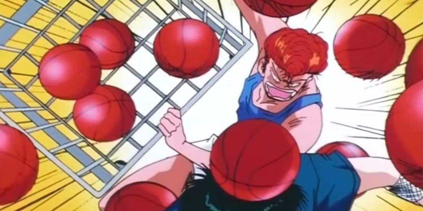 Sakuragi with a bunch of balls from Slam Dunk