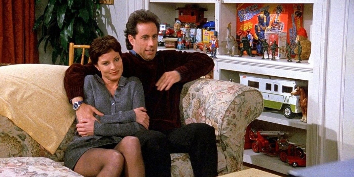 Jerry Seinfeld with his girlfriend, Julia Pennington as Celia, and her toy collection on 'Seinfeld'
