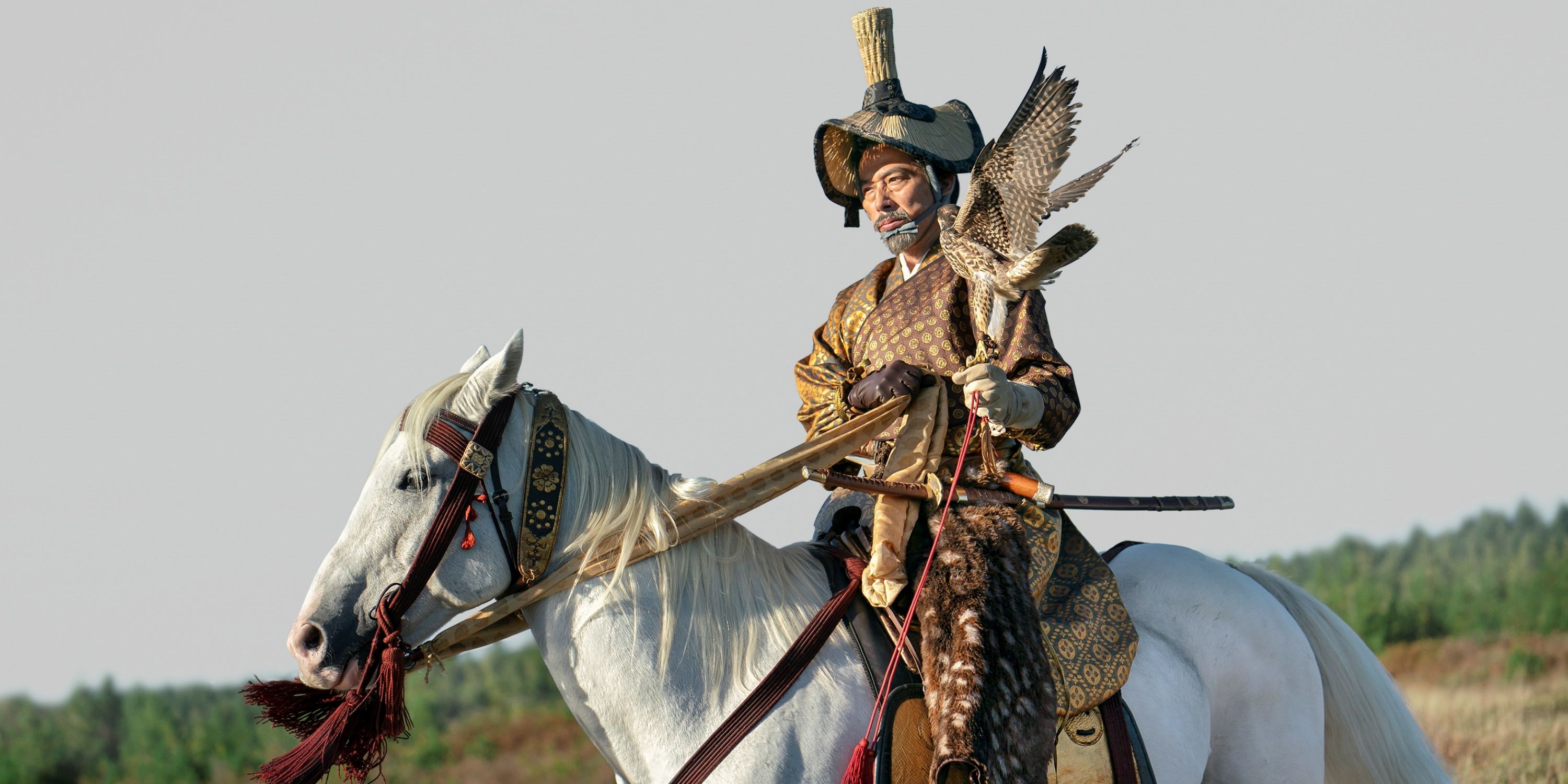 Hiroyuki Sanada as Lord Yoshii Toranaga on a horse in Episode 1 of Shogun