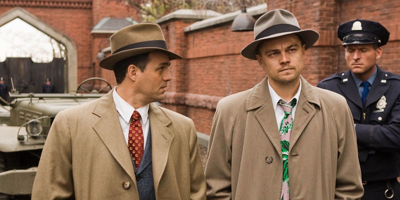 Leonardo DiCaprio and Mark Ruffalo as U.S. Marshals investigating a case in Shutter Island