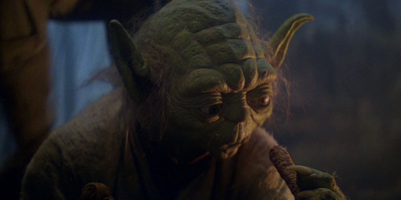 Yoda (Frank Oz) disapproving of Luke's (Mark Hamill) food in Star Wars: Episode V - The Empire Strikes Back