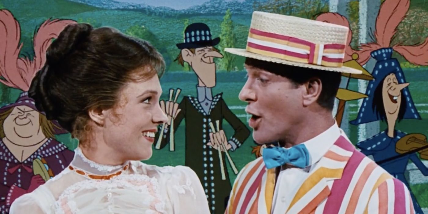Mary Poppins sings 'supercalifragilisticexpialadocious' with a cast of animated characters