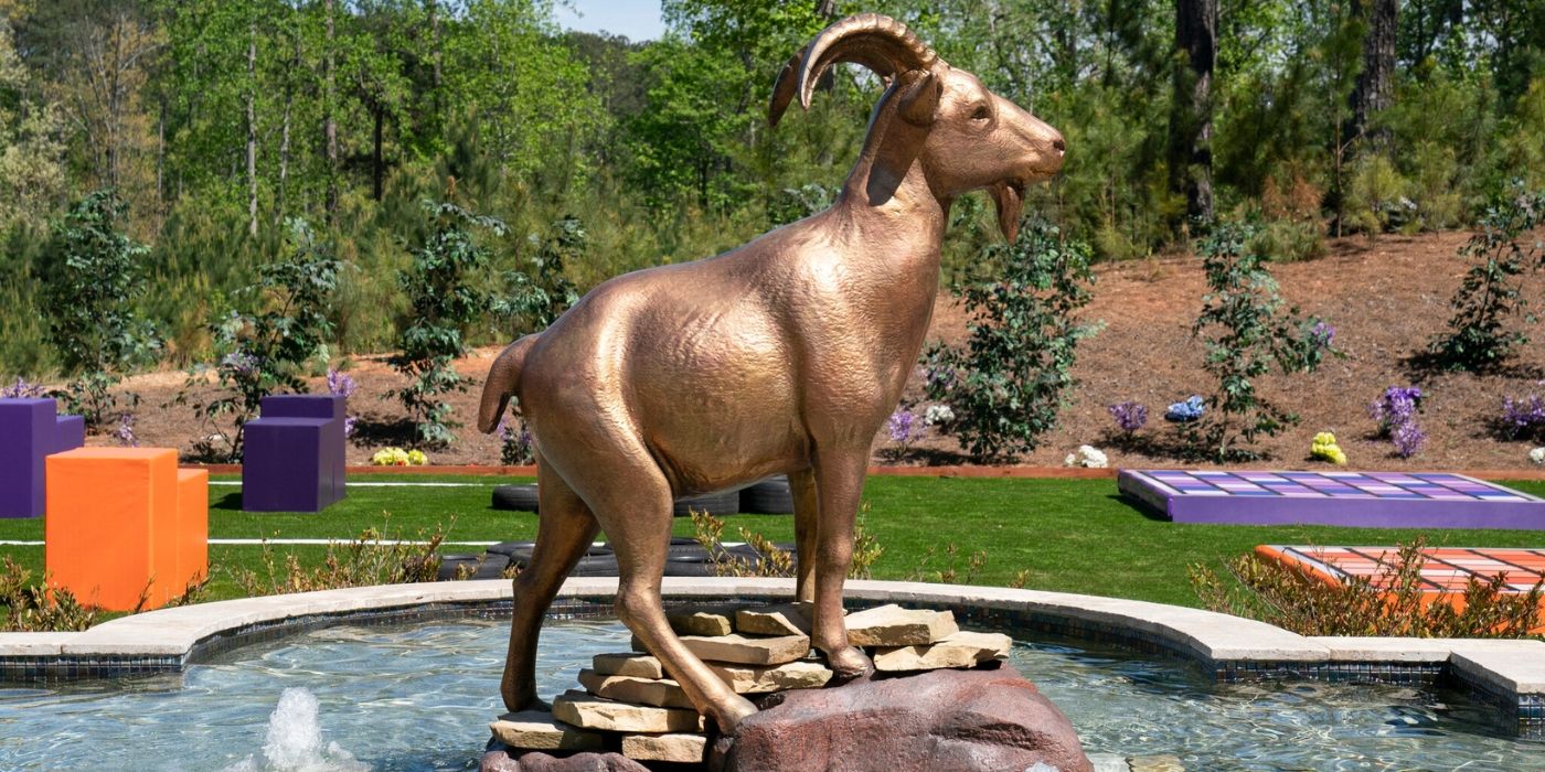 The GOAT Statue at Goat Manor on &lsquo;The GOAT.'