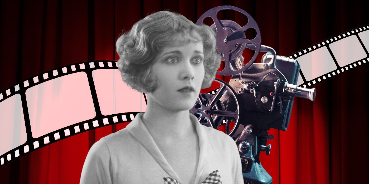Custom image of a an actress in a black and white movie against a red camera with film and a camera