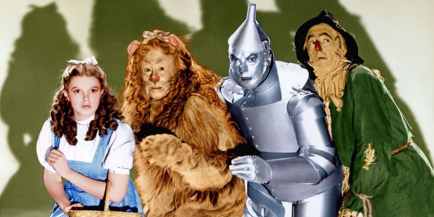 Judy Garland, Bert Lahr, Jack Haley, and Ray Bolger in The Wizard of Oz