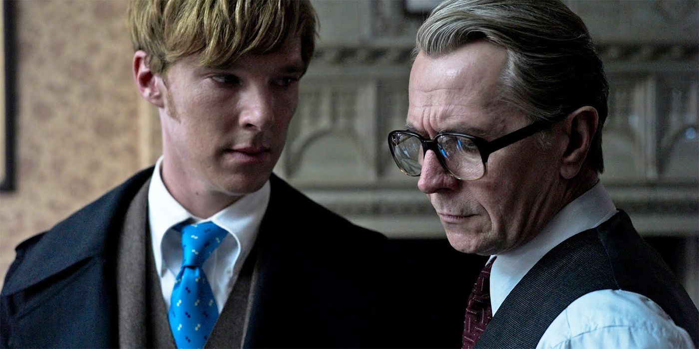 Gary Oldman having a conversation with Benedict Cumberbatch in Tinker Tailor Soldier Spy