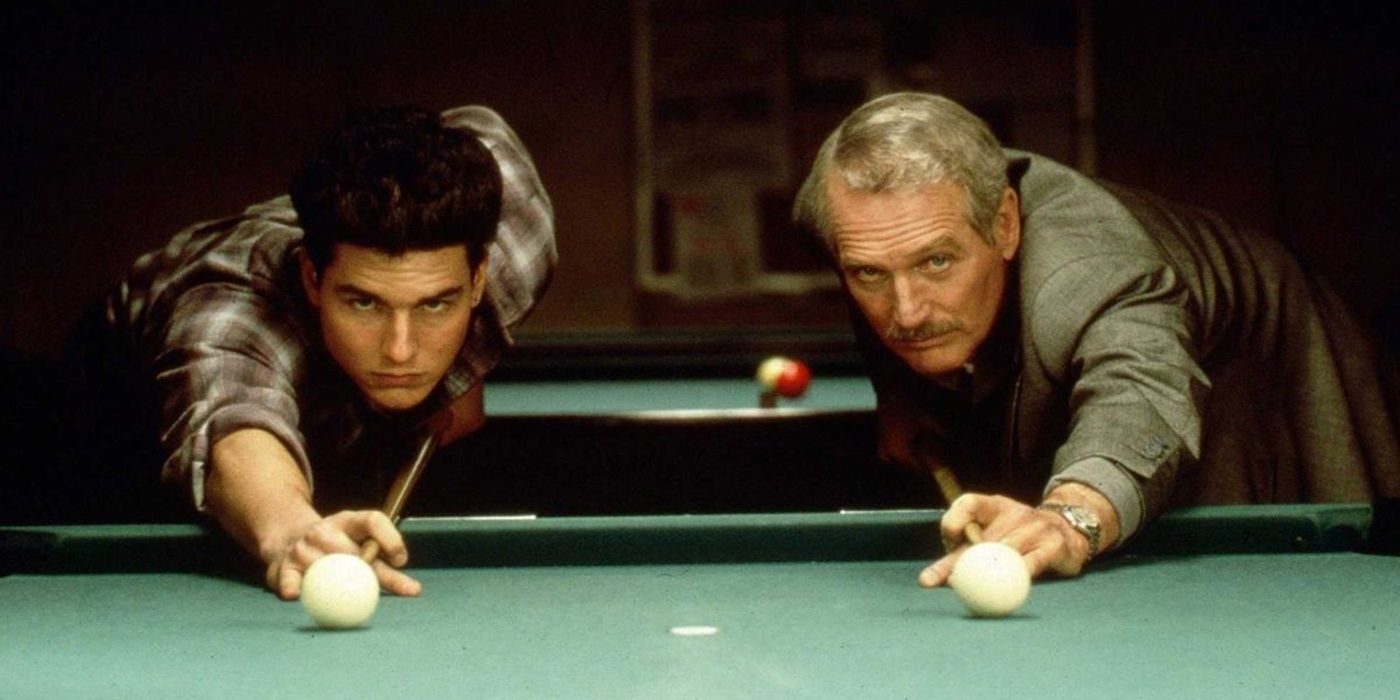 Tom Cruise as Vincent Lauria and Paul Newman as Fast Eddie playing pool in The Color of Money