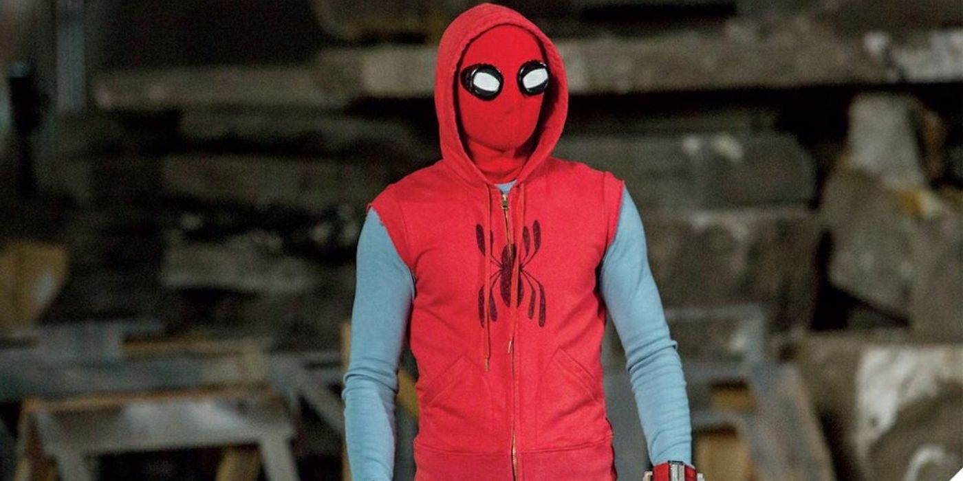 Spider-Man in his homemade suit in Spider-Man Homecoming