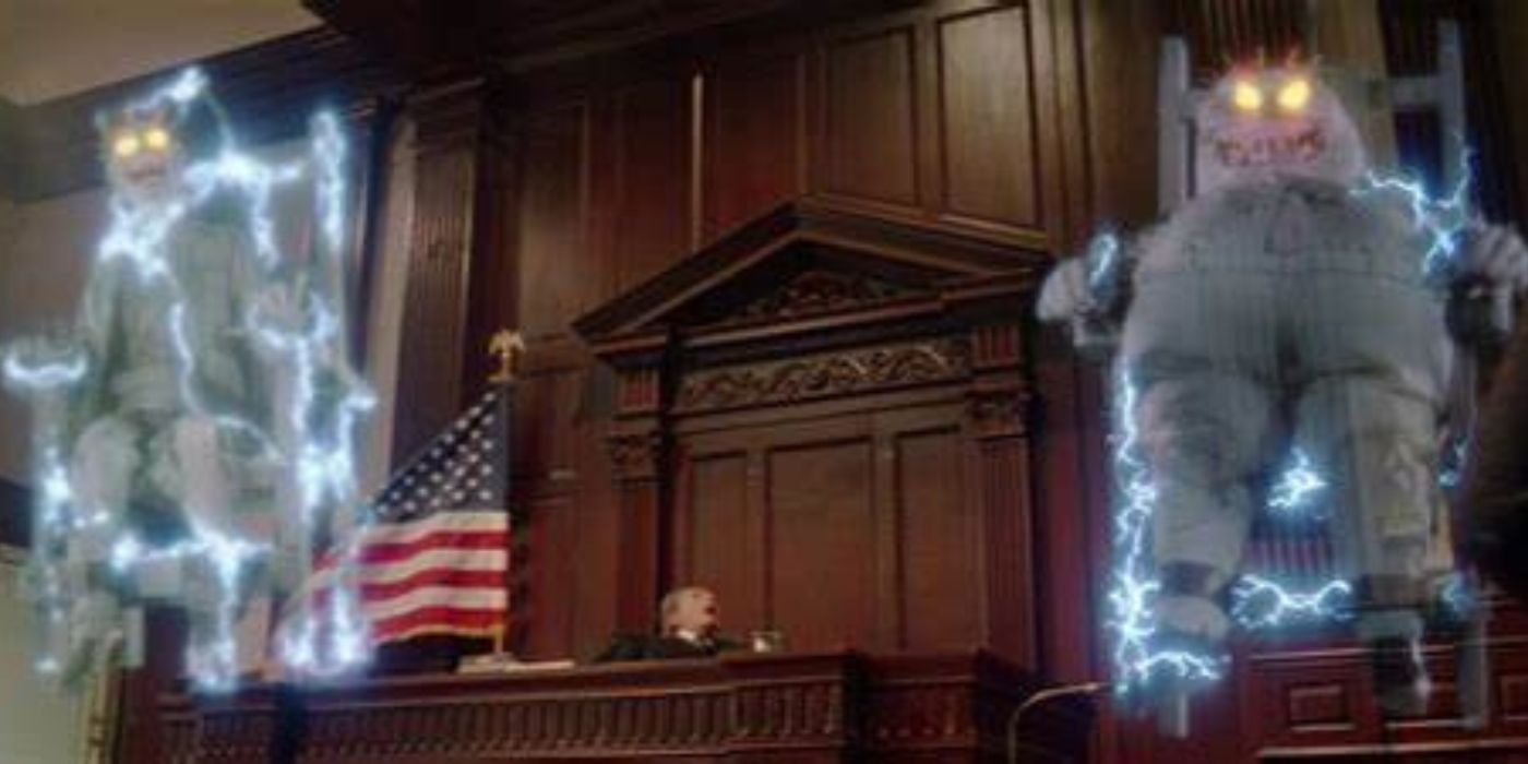 The ghosts of the Scoleri Brothers terrorizing Judge Wexler in Ghostbusters 2