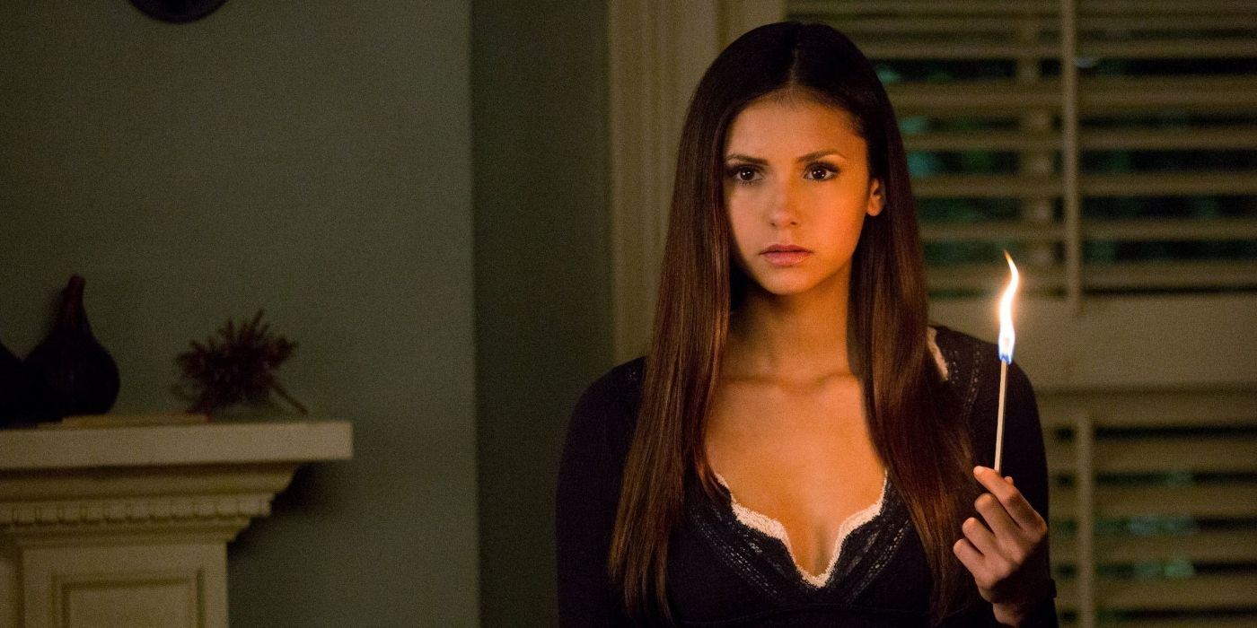Nina Dobrev as Elena Gilbert, about to set her house on fire in Season 4 of The Vampire Diaries