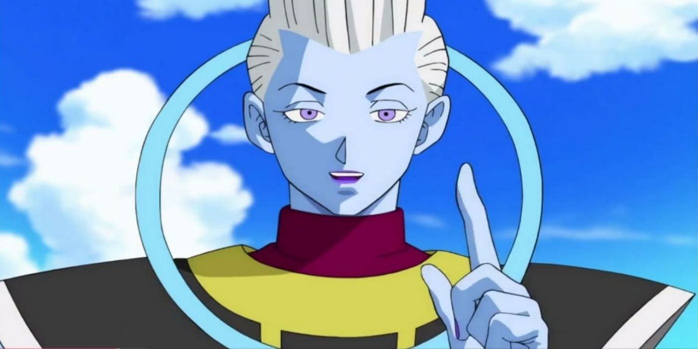 close-up shot of Whis talking in Dragon Ball Super