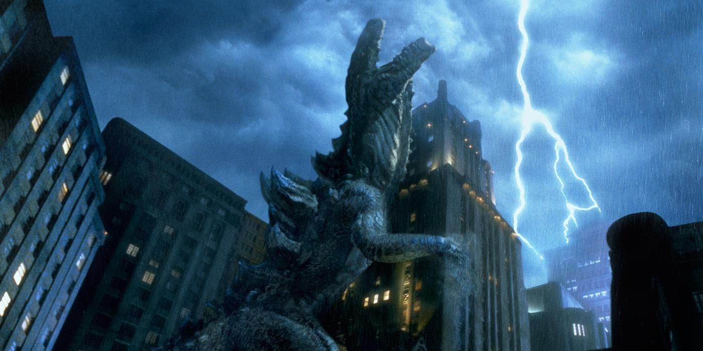 Godzilla climbing a building in Godzilla (1998)