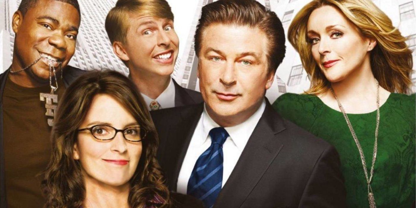 Left to right: &lsquo;30 Rock&rsquo; characters Tracy, Liz, Kenneth, Jack, &amp; Jenna against a white backdrop