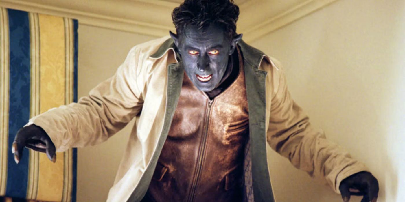 Nightcrawler (Alan Cumming) striking a menacing pose in the White House in X2: X-Men United