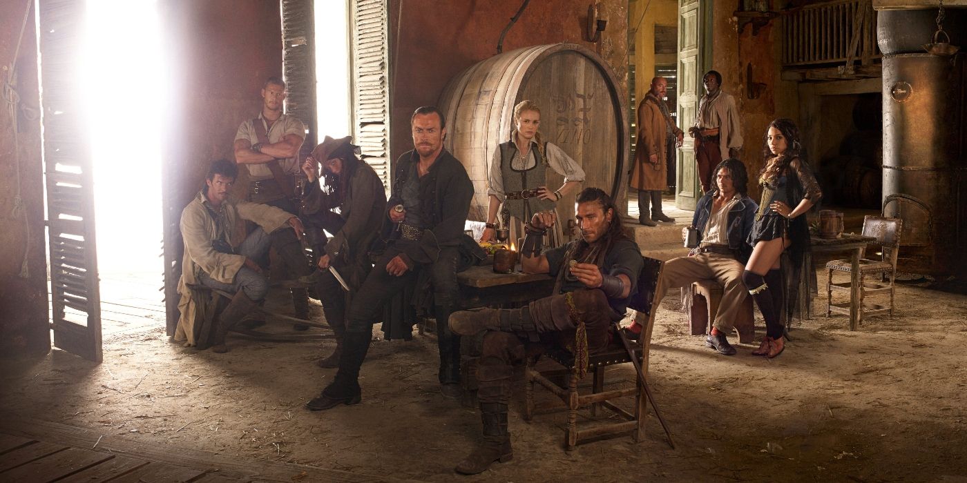 El elenco de Black Sails asiste al rodaje promocional de la temporada 1 de la serie.