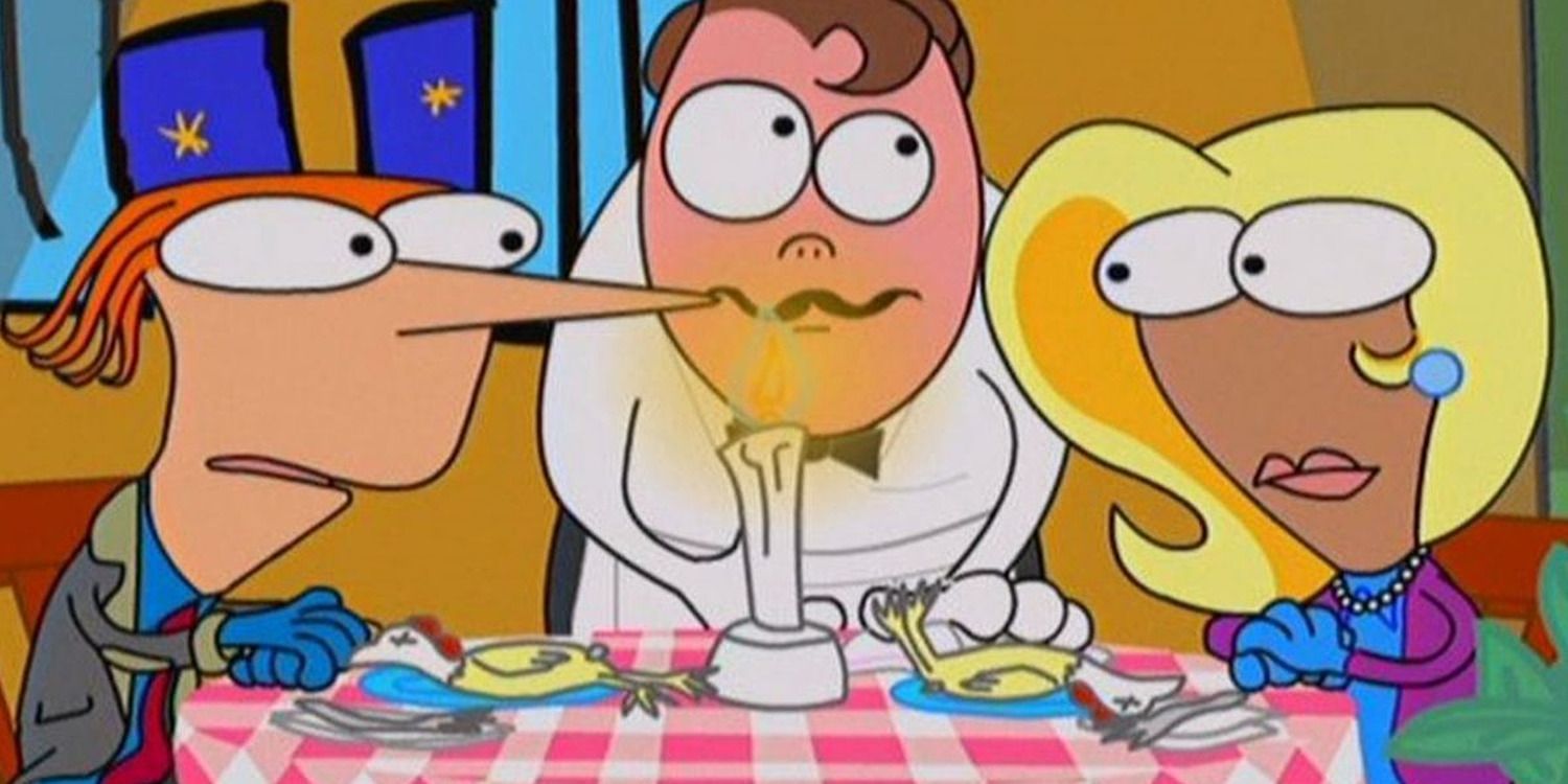 Brendon having a romantic dinner in 'Home Movies'