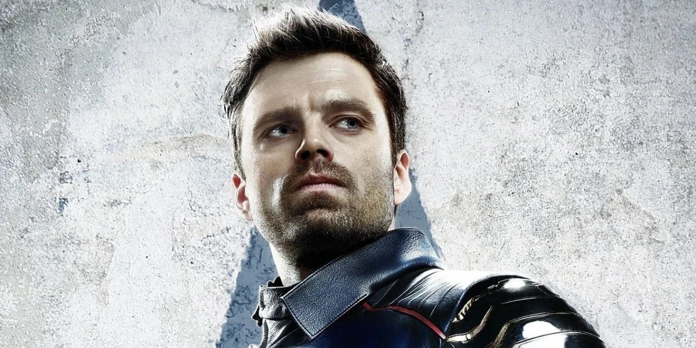 Sebastian Stan as Bucky Barnes on a character poster for Falcon and the Winter Soldier.