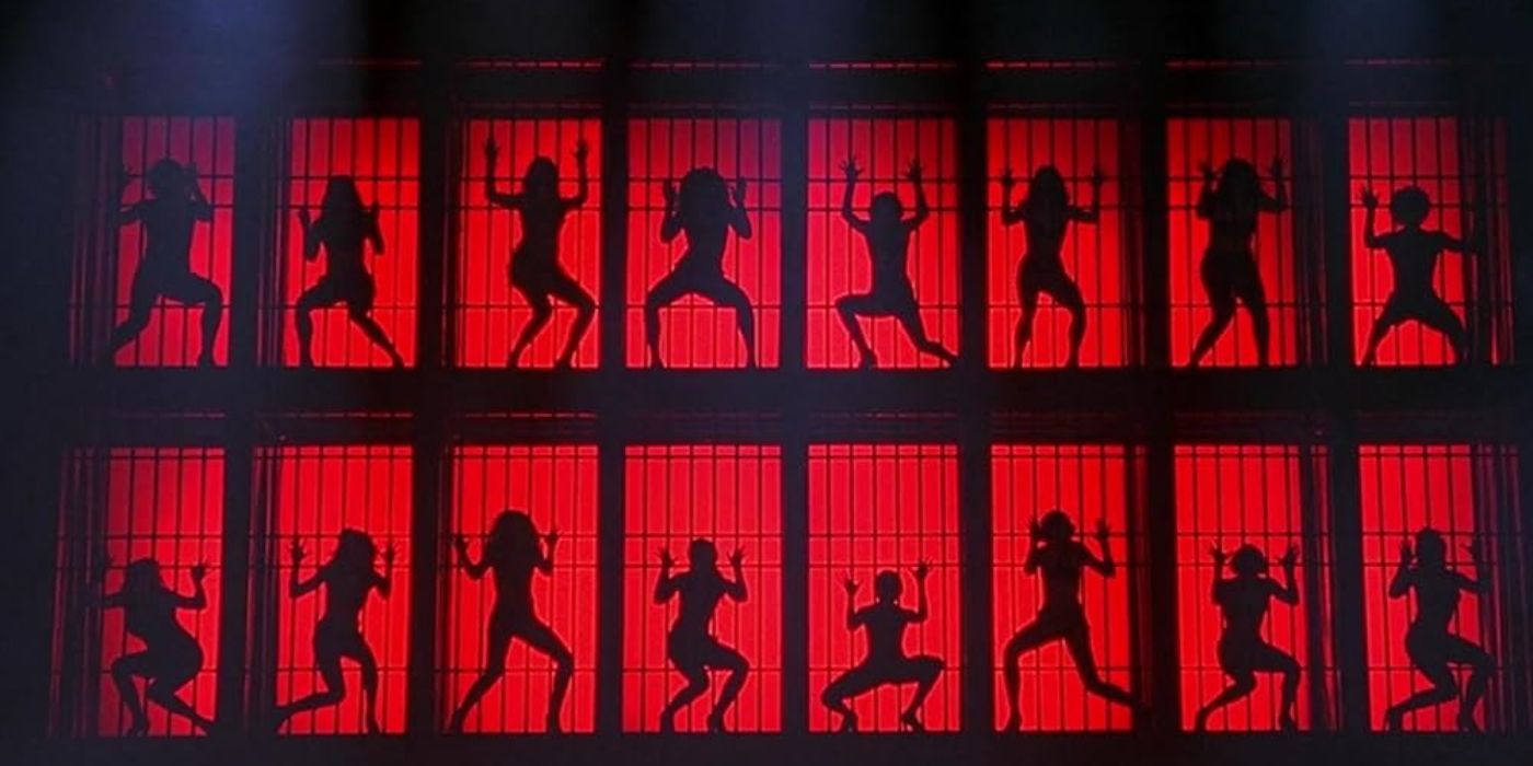 The dancers perform 'Cell Block Tango' behind bars in the film Chicago