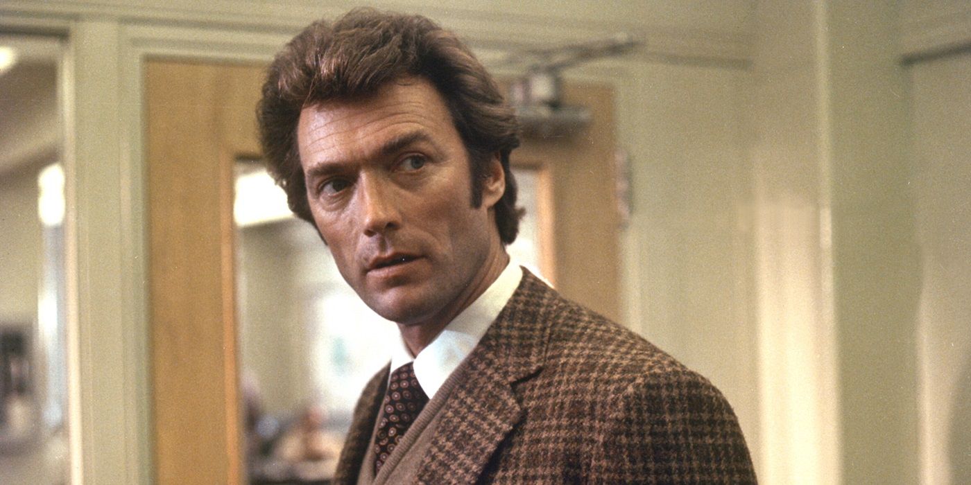 Clint East Wood as Harry Callahan looking at a person offscreen in Dirty Harry (1971)