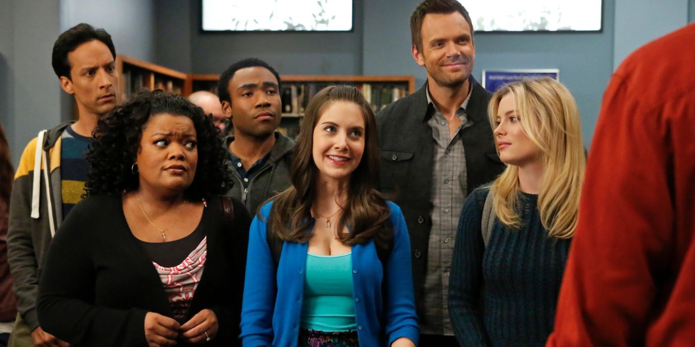 From left to right: Abed, Shirley, Troy, Annie, Jeff and Britta