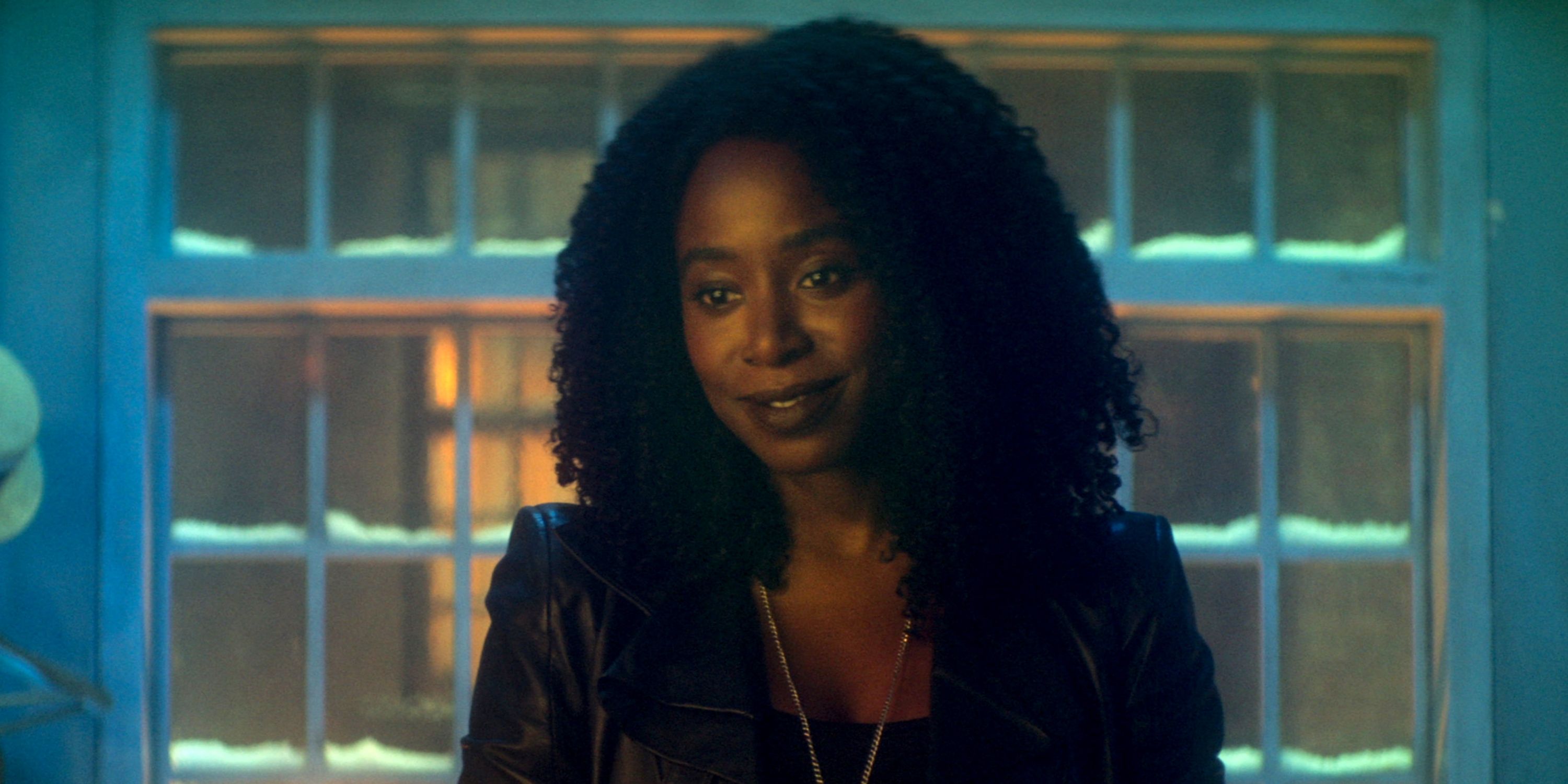 Kirby Howell-Baptiste as Death smiling in Episode 1 of Season 1 of Dead Boy Detectives