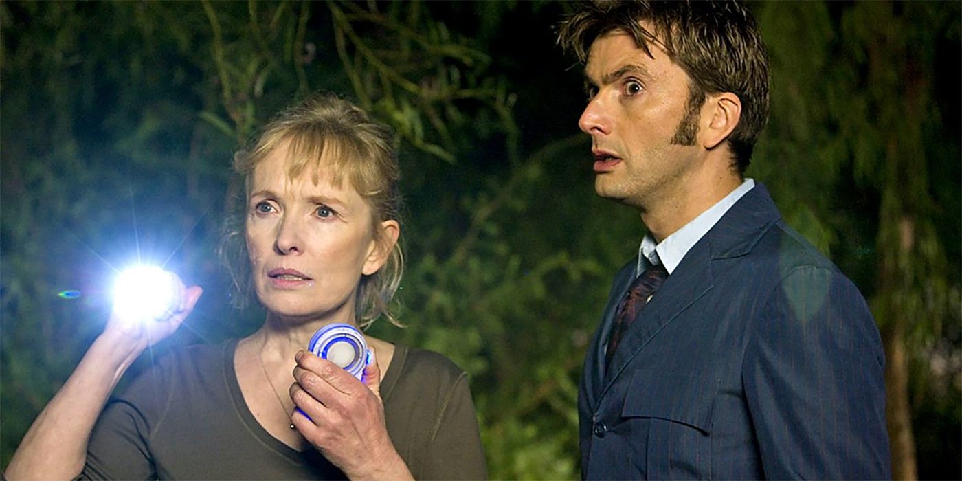 Lindsay Duncan as Adelaide Brooke and David Tennant as The Doctor in The Waters of Mars on Doctor Who