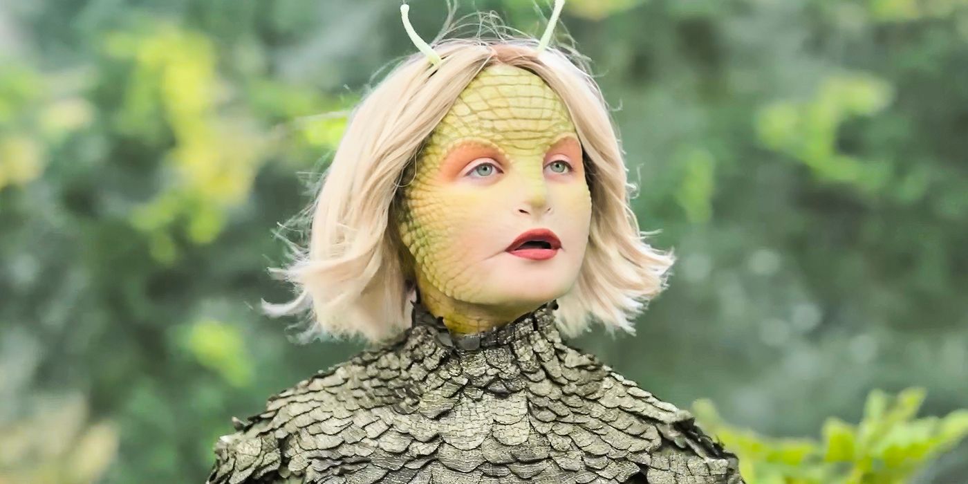 Millie Gibson as a lizard creature version of Ruby Sunday in Doctor Who Season 1