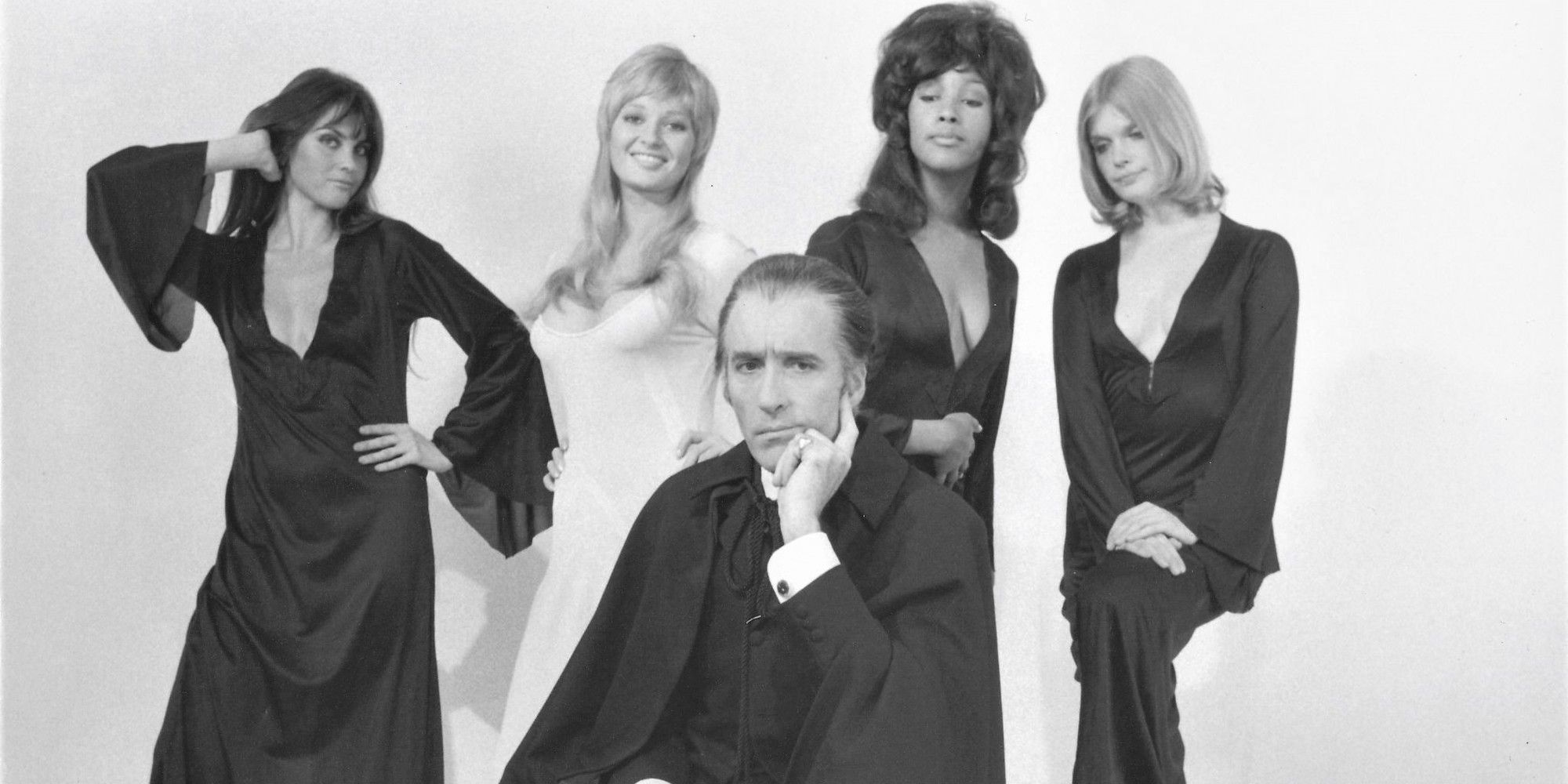 Christopher Lee and cast for Dracula A.D. 1972