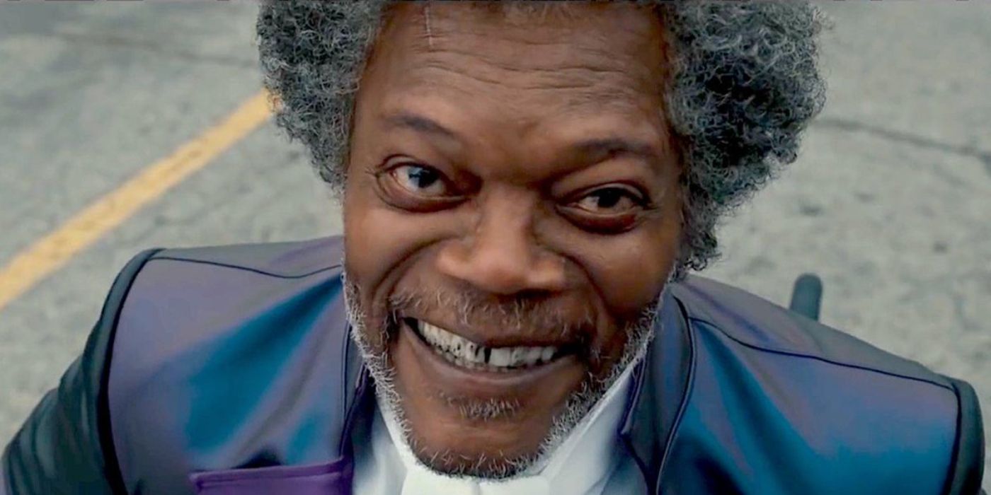 Samuel L. Jackson smiling as Mr. Glass in 'Glass'