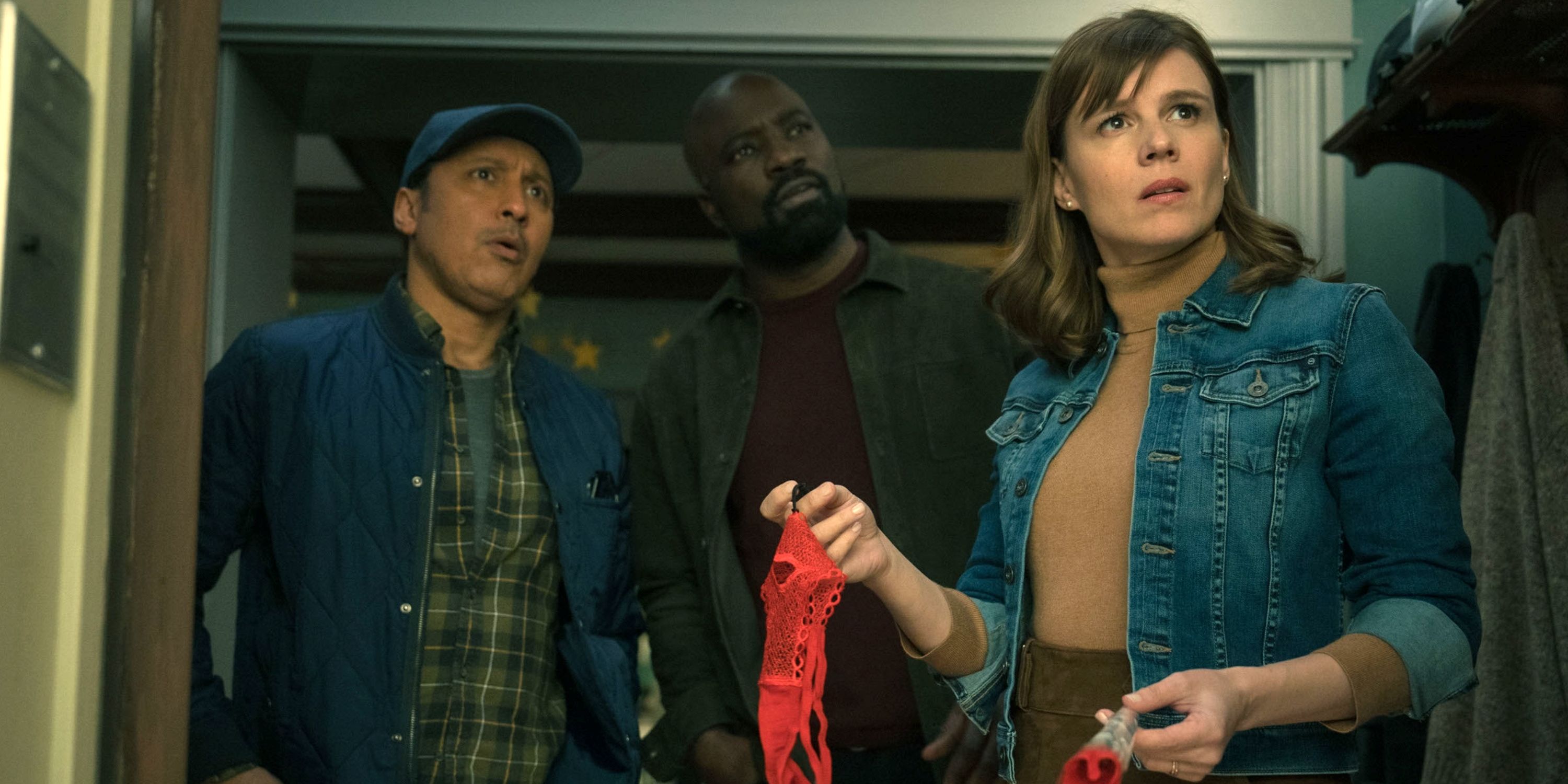 Katja Herbers as Kristen Bouchard with Mike Colter and Aasif Mandvi in Season 4 of Evil