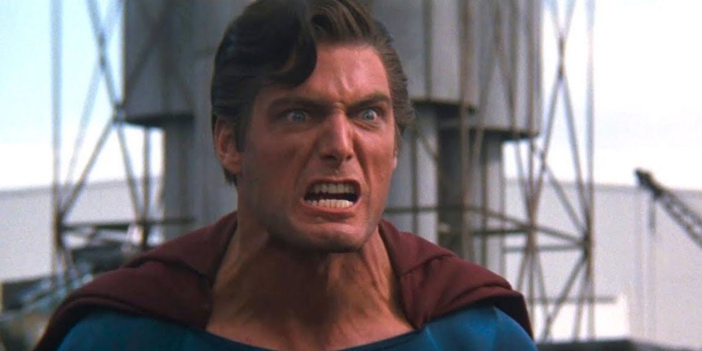 Evil Superman screaming out of anger in Superman III