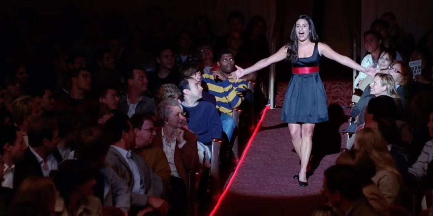 Lea Michele as Rachel singing Don't Rain on My Parade in Glee