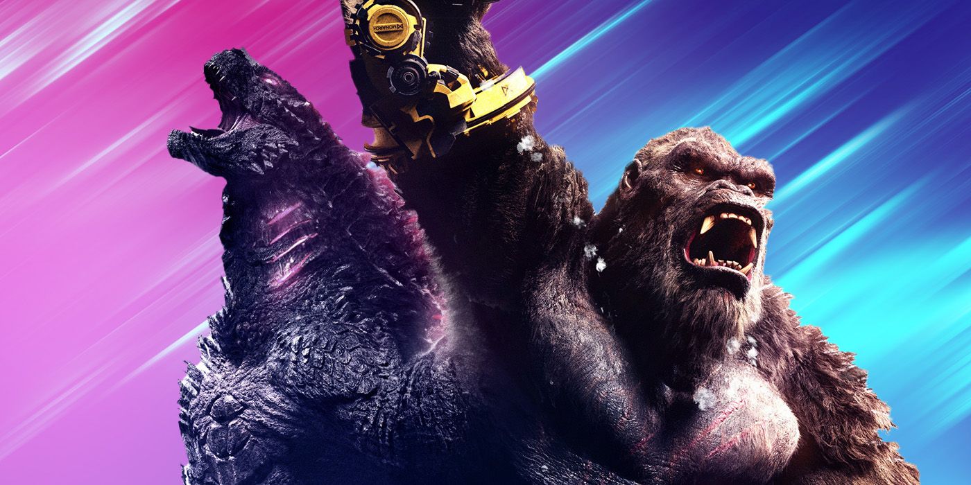 Feature image of Godzilla and Kong from Godzilla x Kong: The New Empire’ with a purple/blue background
