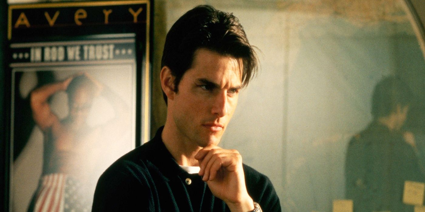 Jerry Maguire looking serious and pensive in Jerry Maguire