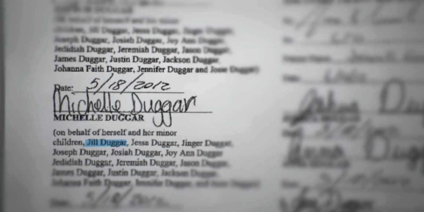 A photo of the '19 Kids and Counting' contract Michelle Duggar signed on her adult children's behalf