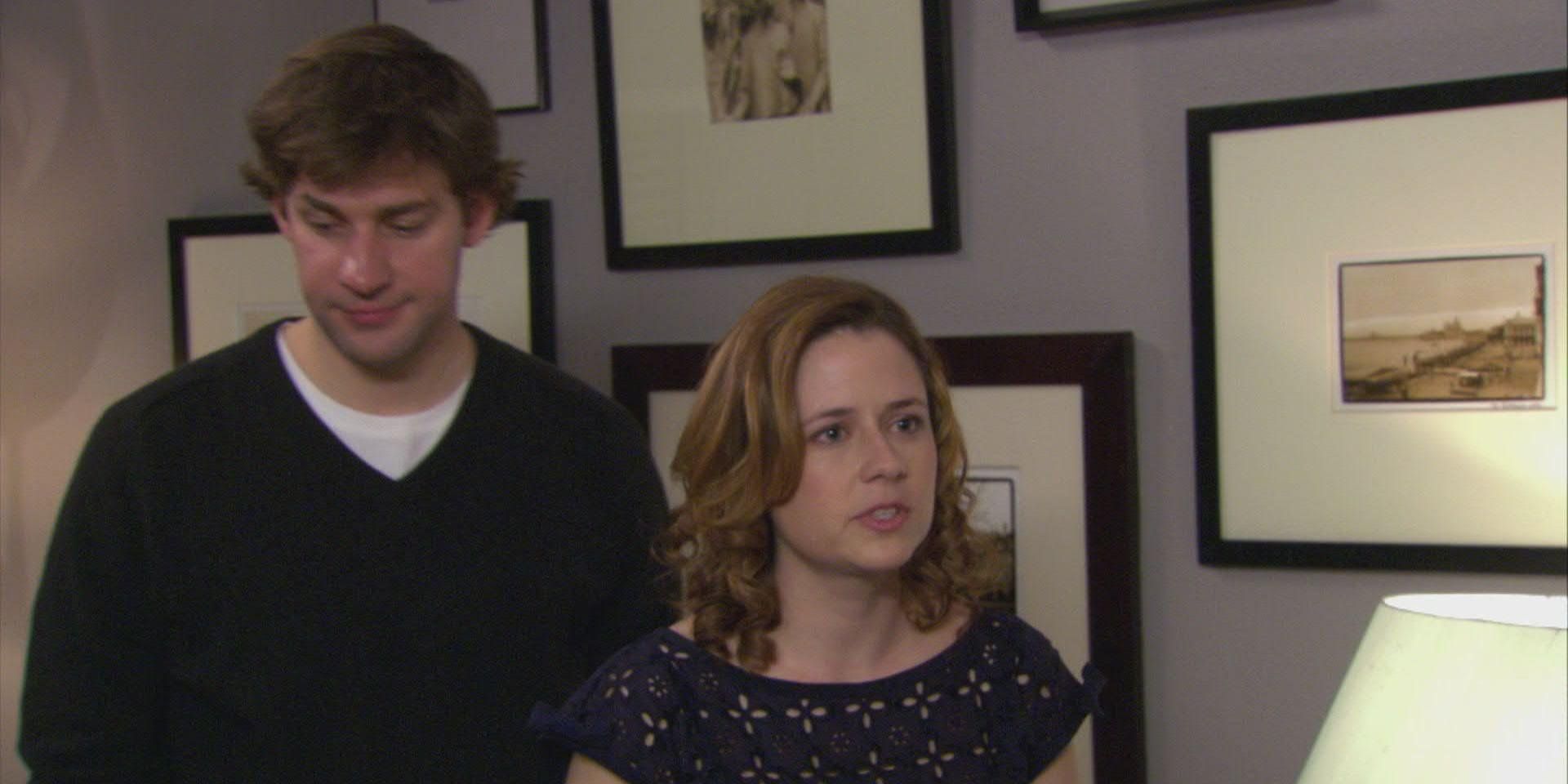 John Krasinski as Jim and Jenna Fischer as Pam in The Office episode Dinner Party