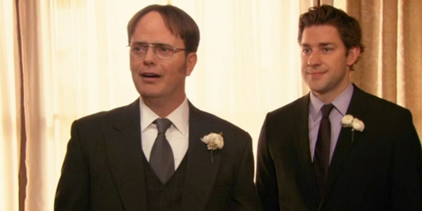 Jim got Michael to-be Dwight's best man in his wedding