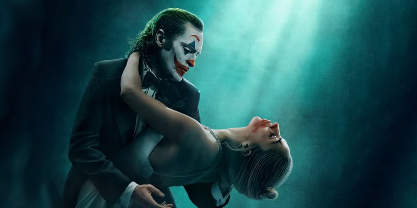 Joaquin Phoenix and Lady Gaga waltzing on the poster for Joker: Folie a Deux