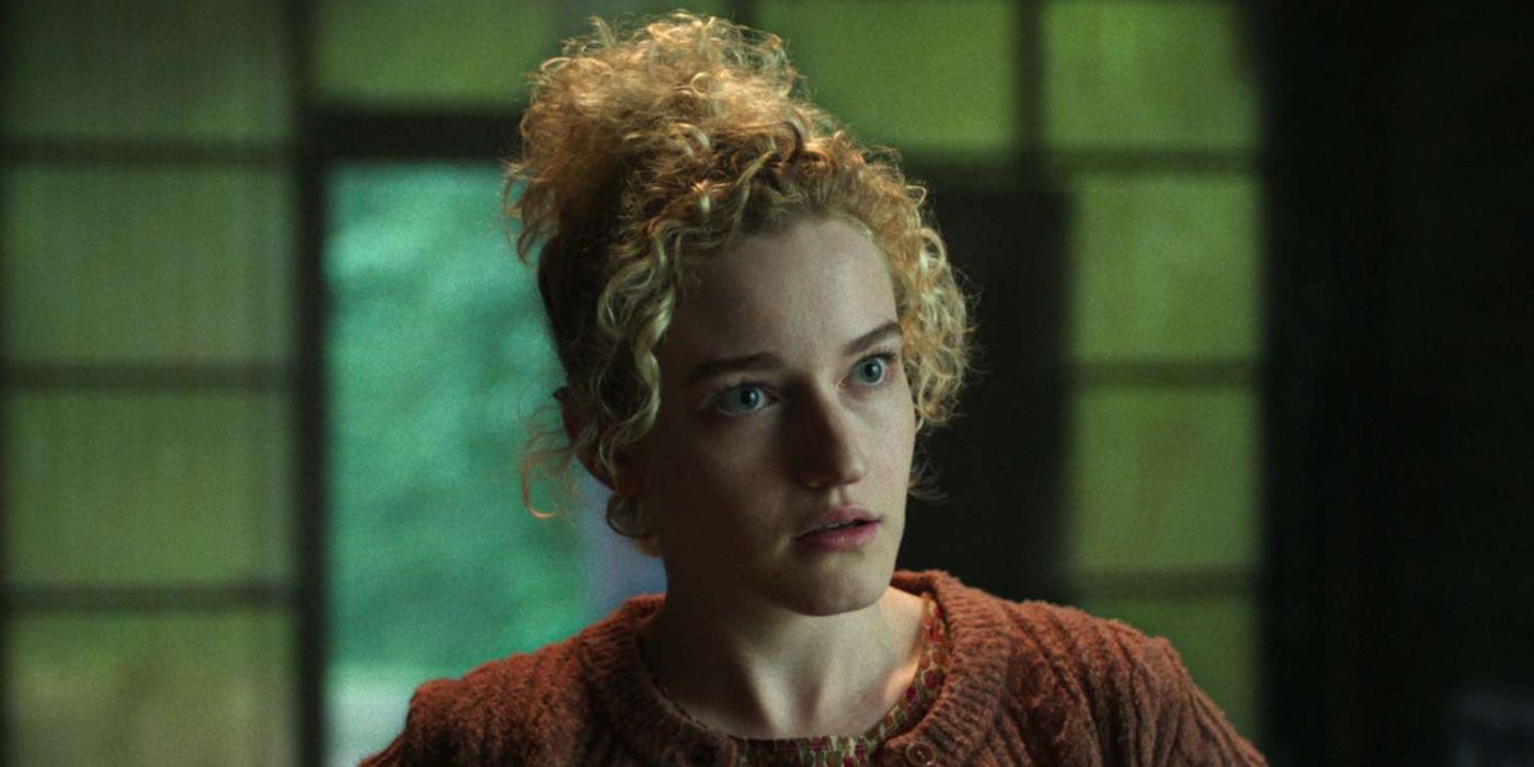 A close up still of Julia Garner looking to her left in Ozark