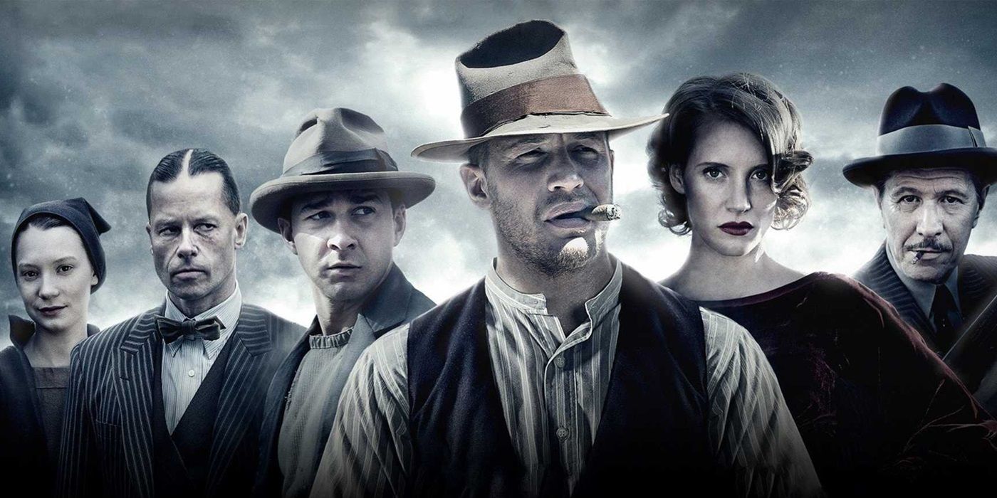 The cast of Lawless standing together on a cropped poster