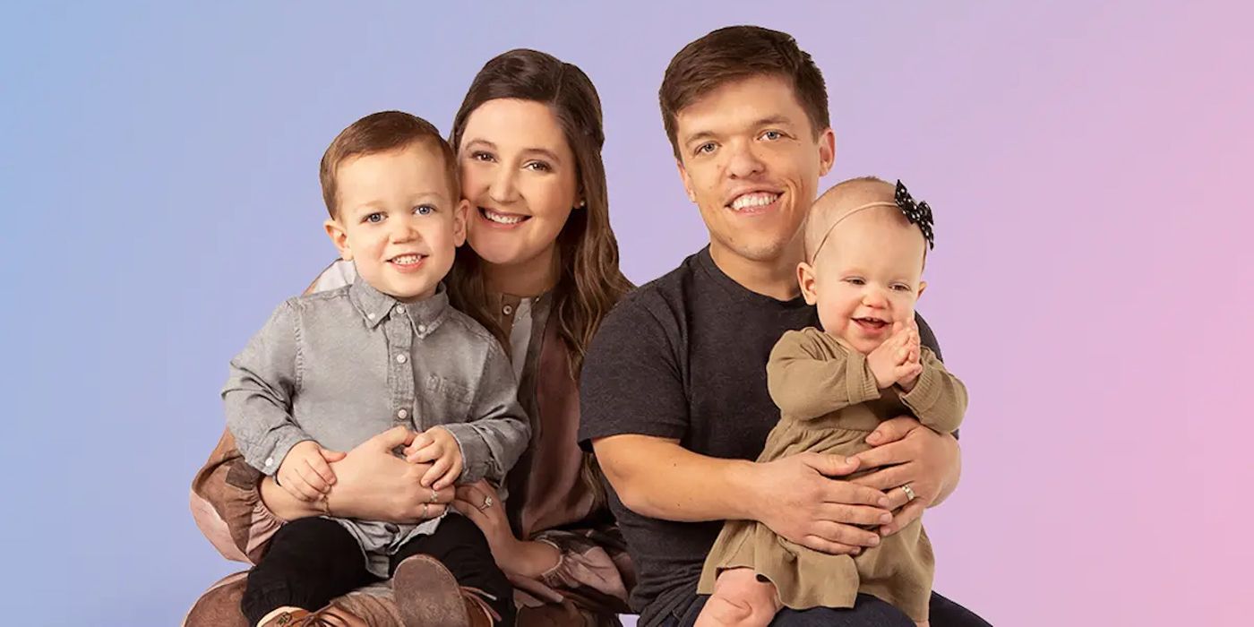 Zach and Tori Roloff hold their children in a still image from TLC's Little People, Big World